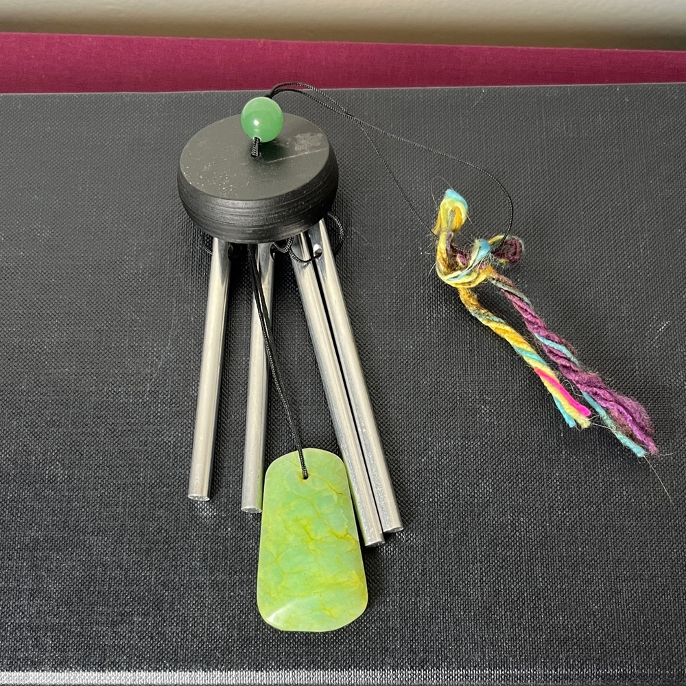 Woodstock Precious Stones Genuine Jade Stone Mini Metal Wind Chime